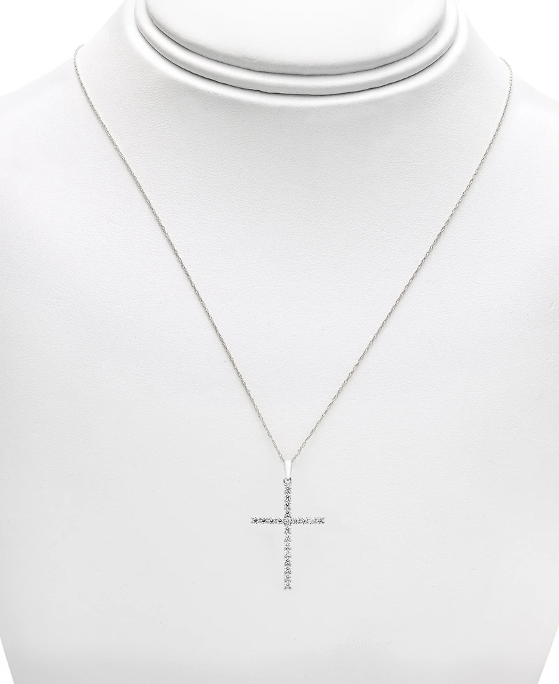Diamond Cross 18" Pendant Necklace (1/2 ct. t.w.) 14k White, Yellow or Rose Gold