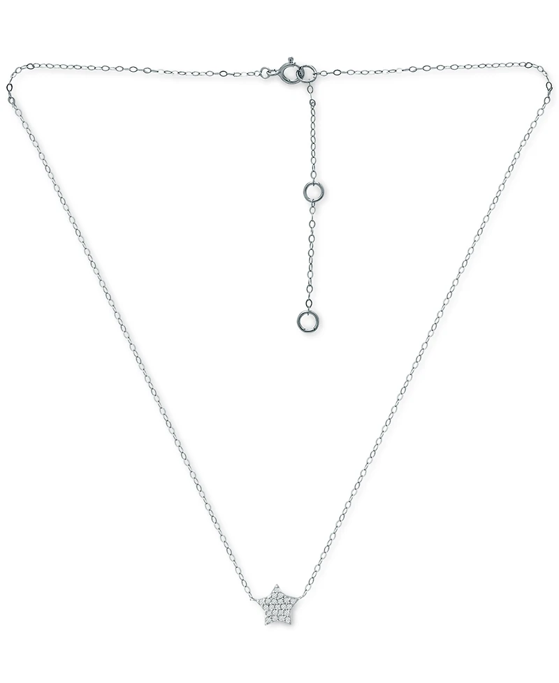 Giani Bernini Cubic Zirconia Star Pendant Necklace in Sterling Silver, 16" + 2" extender, Created for Macy's