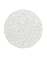 Rosemary Lane Mother of Pearl Drum Accent Table with Linear Mosaic Pattern and Gold Base