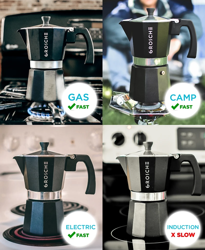 Grosche Milano Stovetop Espresso Maker Moka Pot 6 Cup 9.3 oz