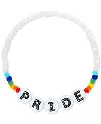 Diamond Accent Pride Beaded Stretch Bracelet in Sterling Silver