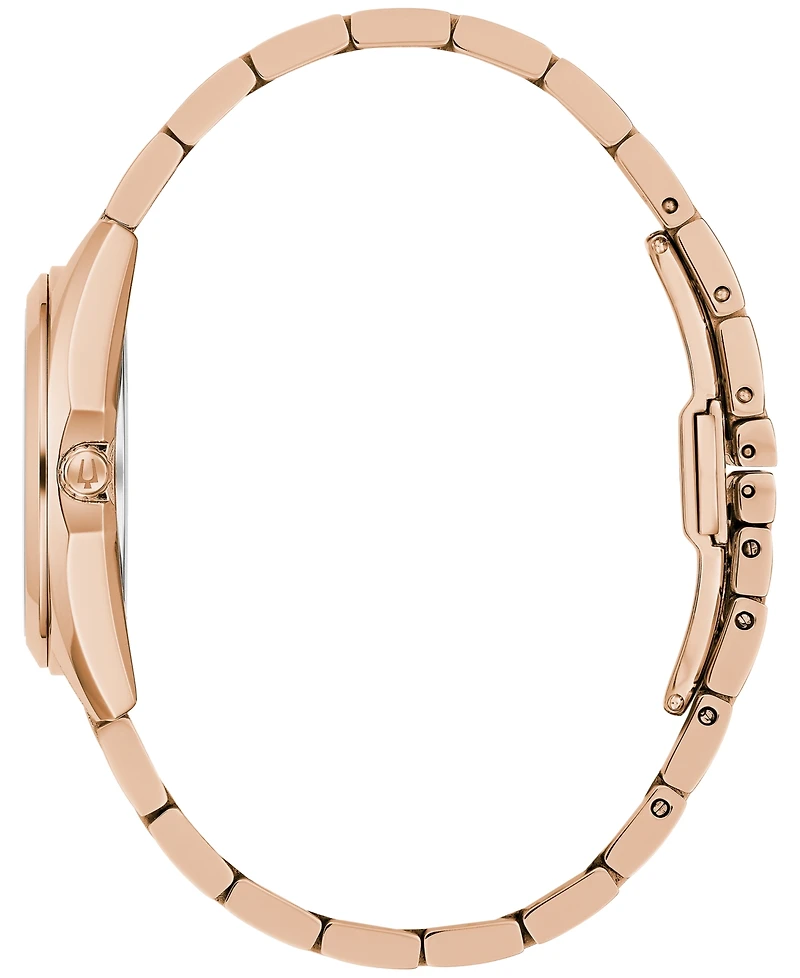 Bulova Women's Surveyor Diamond Accent Rose Gold-Tone Stainless Steel Bracelet Watch 31mm