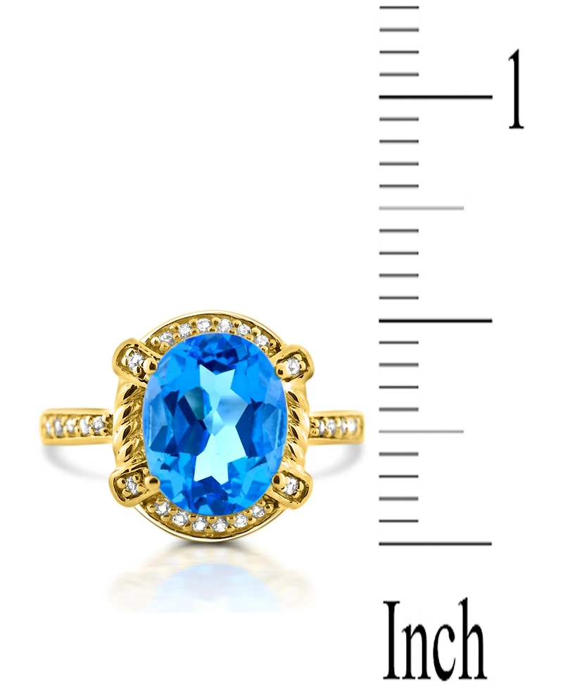 Swiss Blue Topaz (2-3/4 ct. t.w.) & Diamond (1/8 ct. t.w.) Ring in 18k Gold-Plated Sterling Silver
