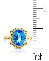 Swiss Blue Topaz (2-3/4 ct. t.w.) & Diamond (1/8 ct. t.w.) Ring in 18k Gold-Plated Sterling Silver