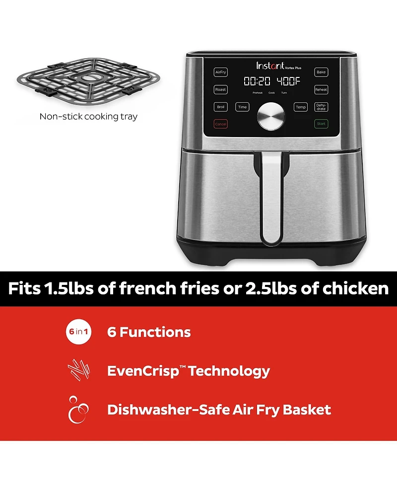 Instant Pot Vortex Plus 4 Qt. 6-in-1 Stainless Steel Air Fryer