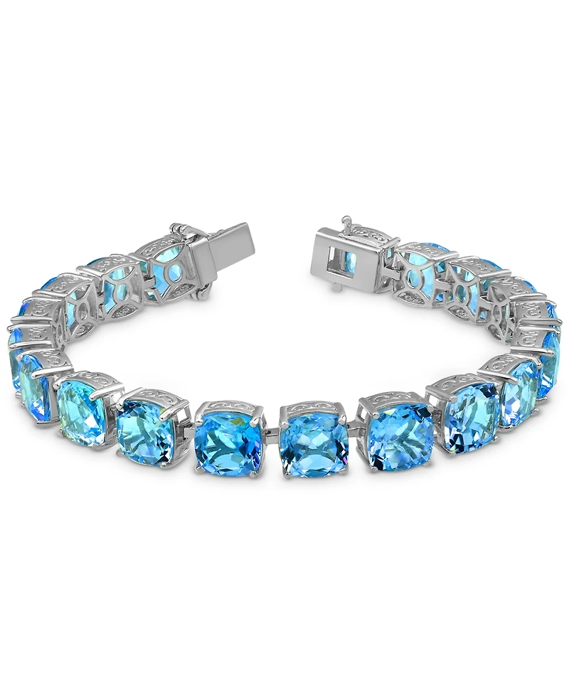 Blue Topaz Cushion Tennis Bracelet (47 ct. t.w.) in Sterling Silver (Also in Amethyst & Citrine)
