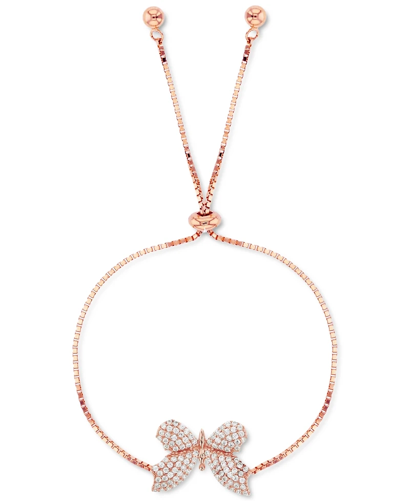 Cubic Zirconia Pave Butterfly Bolo Bracelet
