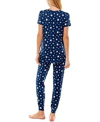 Roudelain V-Neck T-Shirt & Jogger Pants Pajama Set