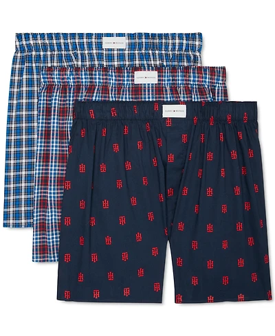 Tommy Hilfiger Men's 3-Pack Classic Printed Cotton Poplin Boxers