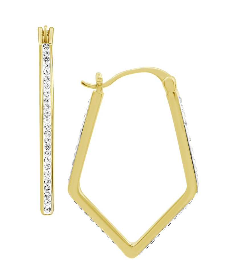 Essentials Clear Crystal Pave Geometric Hoop Earring, Gold Plate and Silver Plate
