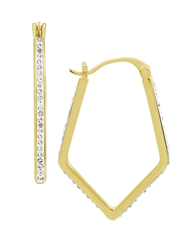 Essentials Clear Crystal Pave Geometric Hoop Earring, Gold Plate and Silver Plate