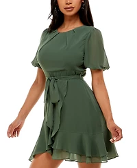 B Darlin Puff-Sleeve A-Line Dress