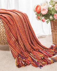 Happycare Textiles Colorful Woven Home Throw, 60" x 50"