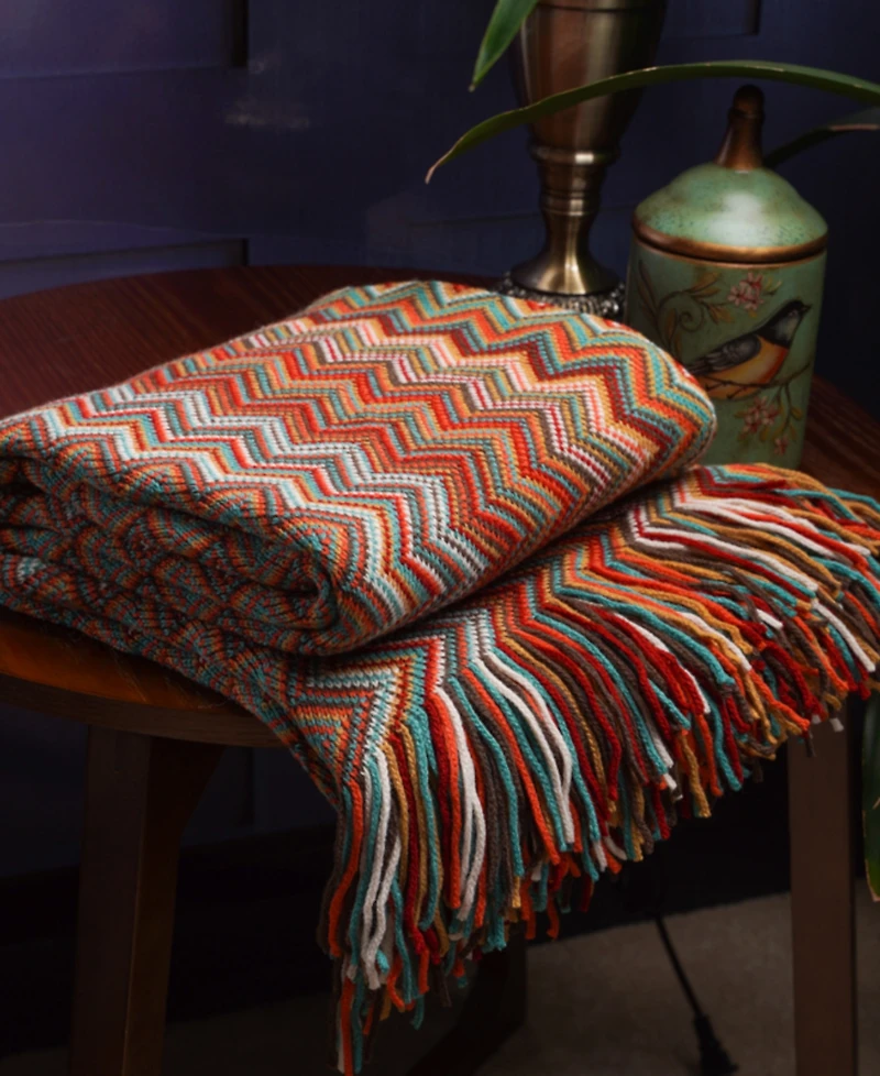 Happycare Textiles Multi-Color Chevron Pattern Throw, 60" x 50"