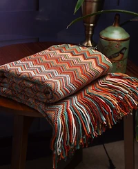 Happycare Textiles Multi-Color Chevron Pattern Throw, 60" x 50"