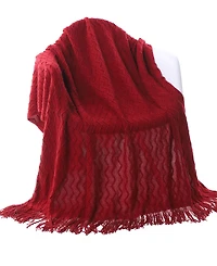 Happycare Textiles Solid Soft Zigzag Lightweight Throw, 60" x 50"