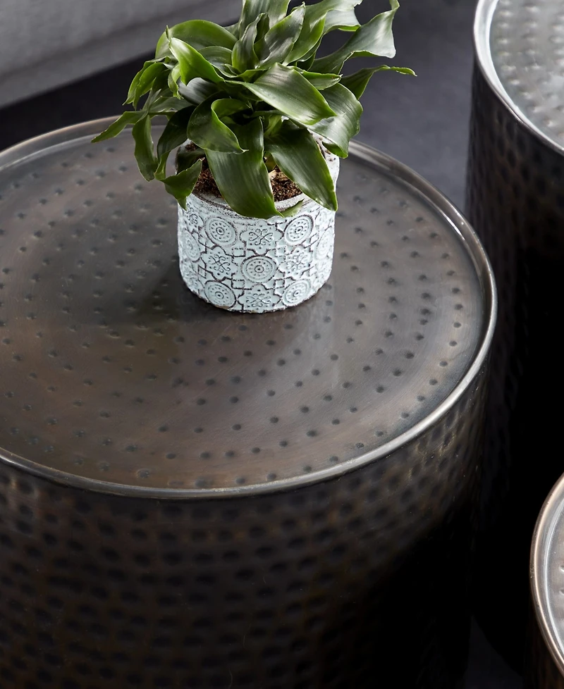 Metal Industrial Accent Table Set, 3 Piece