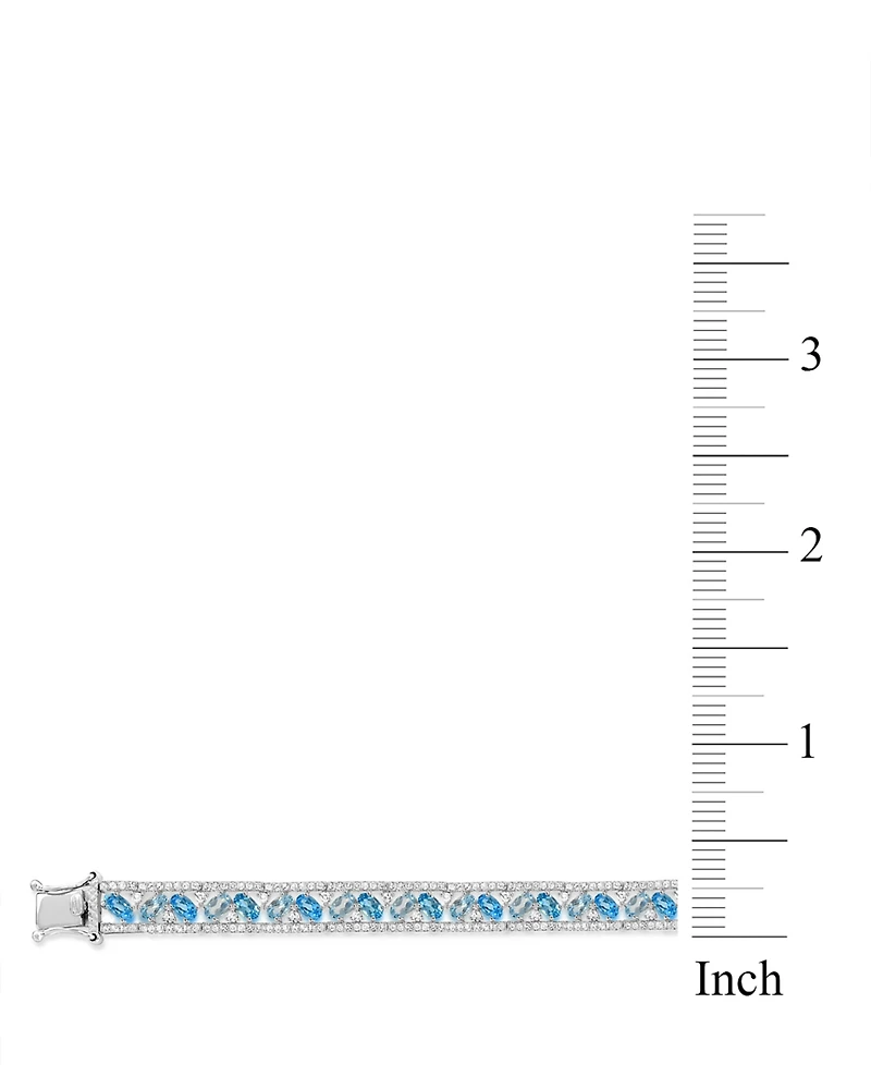 Blue and White Topaz Tennis Bracelet in Sterling Silver