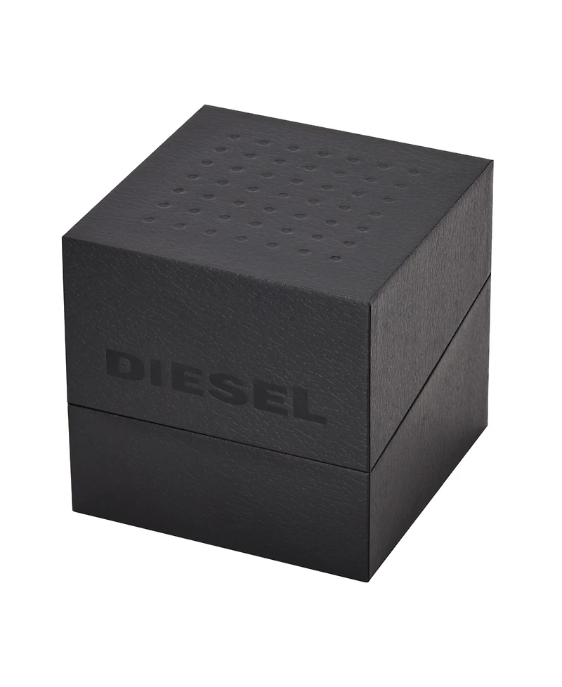 Diesel Men's Mega Chief Chronograph Black Leather Watch And Necklace Set 51mm