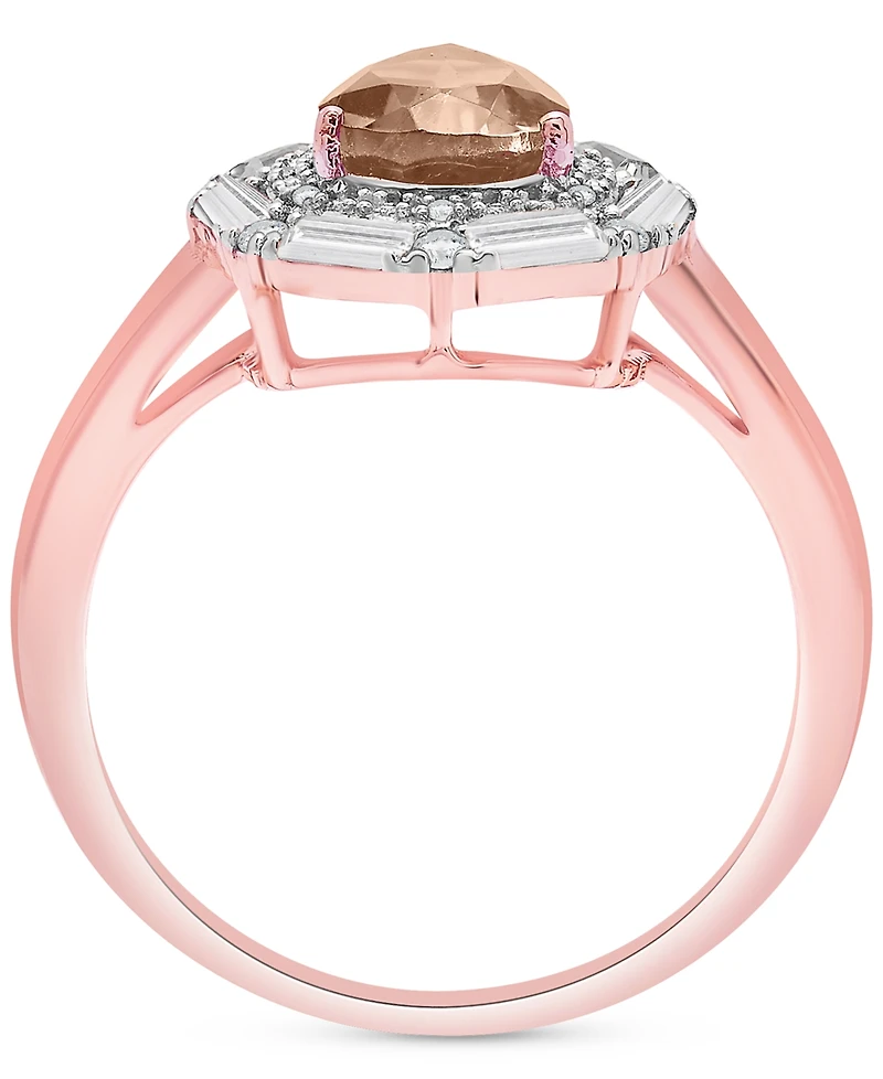 Swiss Blue Topaz (3-3/8 ct. t.w.) & White (1/6 Teardrop Halo Ring Sterling Silver (Also Amethyst Morganite)