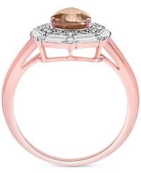 Swiss Blue Topaz (3-3/8 ct. t.w.) & White (1/6 Teardrop Halo Ring Sterling Silver (Also Amethyst Morganite)