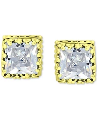 Giani Bernini Cubic Zirconia Princess Stud Earrings Sterling Silver, Created for Macy's