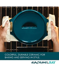 Rachael Ray Ceramic Casserole Bakers with Shared Lid Set, 3-Piece