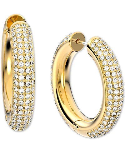 Swarovski Gold-Tone Pave Hoop Earrings