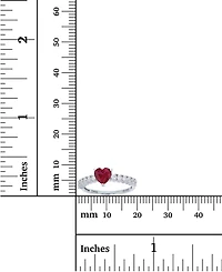 Red, Green, Purple, or White Heart Cubic Zirconia Ring Rhodium Plated Sterling Silver