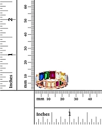Rainbow Colored Emerald Cut Cubic Zirconia Eternity Band 14k Rose Gold Plated Sterling Silver