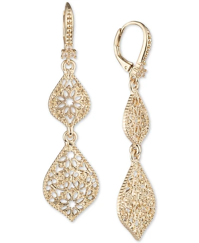 Marchesa Gold-Tone Filigree Double Drop Earrings