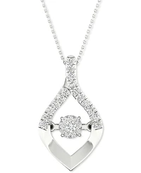 Twinkling Diamond Star Diamond Wishbone 18" Pendant Necklace (1/5 ct. t.w.) in 10k White Gold