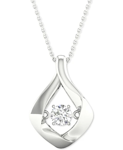 Twinkling Diamond Star Diamond Framed Solitaire 18" Pendant Necklace (1/5 ct. t.w.) in 10k White Gold