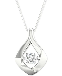 Twinkling Diamond Star Diamond Framed Solitaire 18" Pendant Necklace (1/5 ct. t.w.) in 10k White Gold
