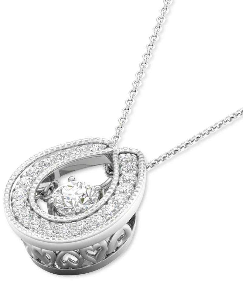 Twinkling Diamond Star Diamond Horseshoe 18" Pendant Necklace (1/4 ct. t.w.) in 10k White Gold