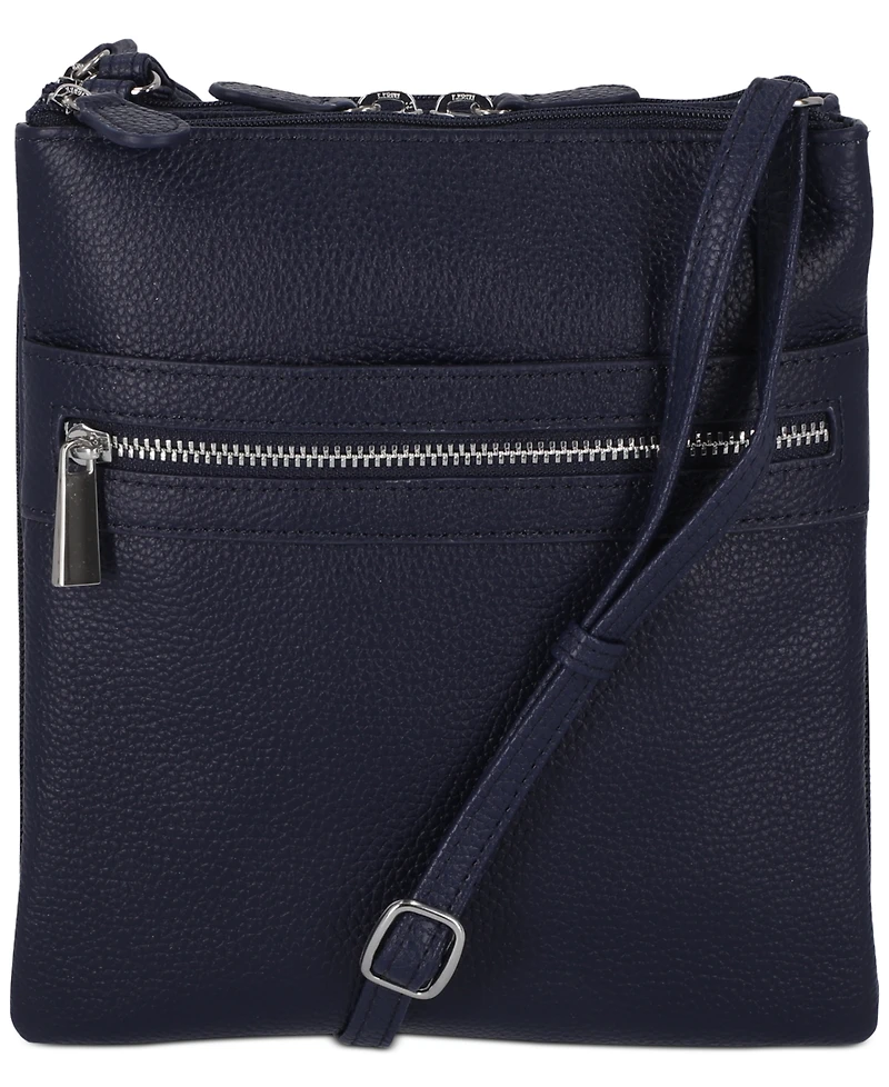 Giani Bernini Triple-Zip Pebble Leather Dasher Crossbody