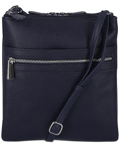 Giani Bernini Triple-Zip Pebble Leather Dasher Crossbody