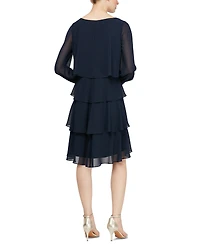 Sl Fashions Rhinestone-Cuff Tiered Dress
