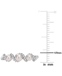 Cultured Freshwater Pearl (3-4mm) & Diamond (1/10 ct. t.w.) Swirl Ring 14k White Gold