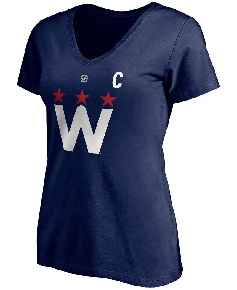 Women's Alexander Ovechkin Navy Washington Capitals 2020/21 Alternate Authentic Stack Name and Number V-Neck T-shirt