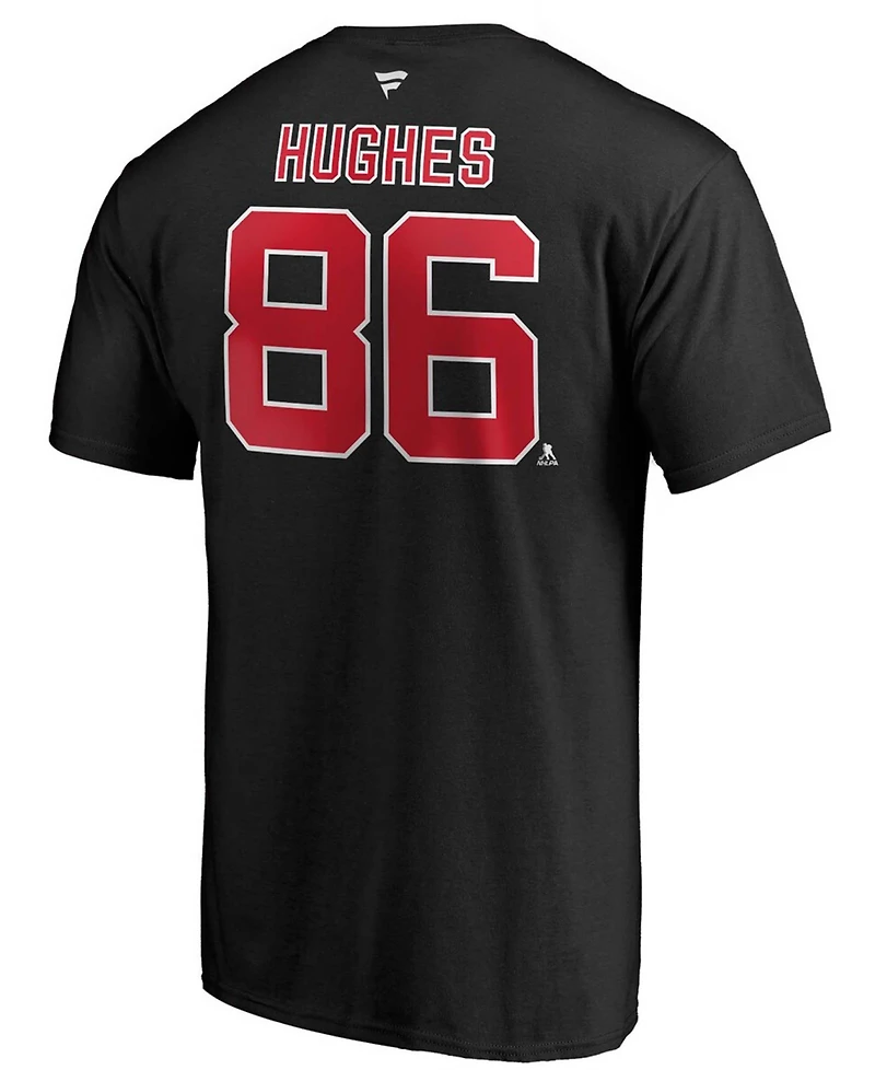 Men's Jack Hughes New Jersey Devils Authentic Stack Name and Number T-shirt