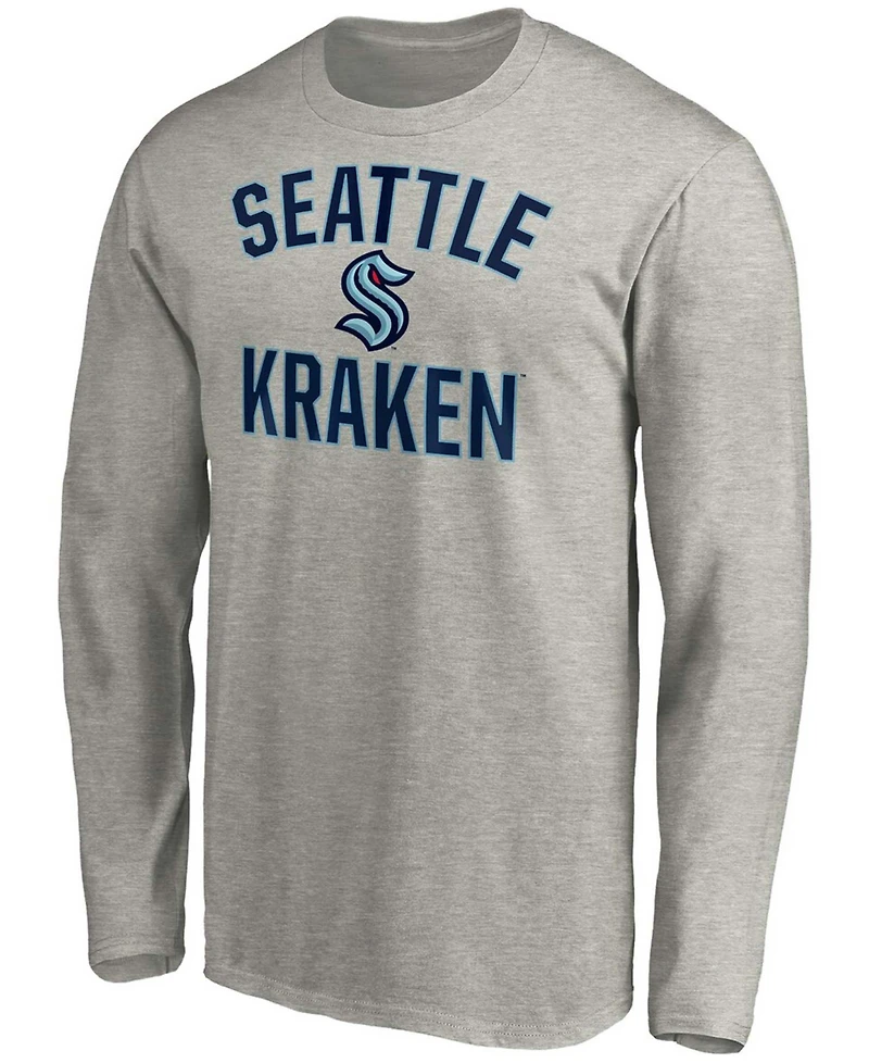 Men's Heather Gray Seattle Kraken Victory Arch Long Sleeve T-shirt