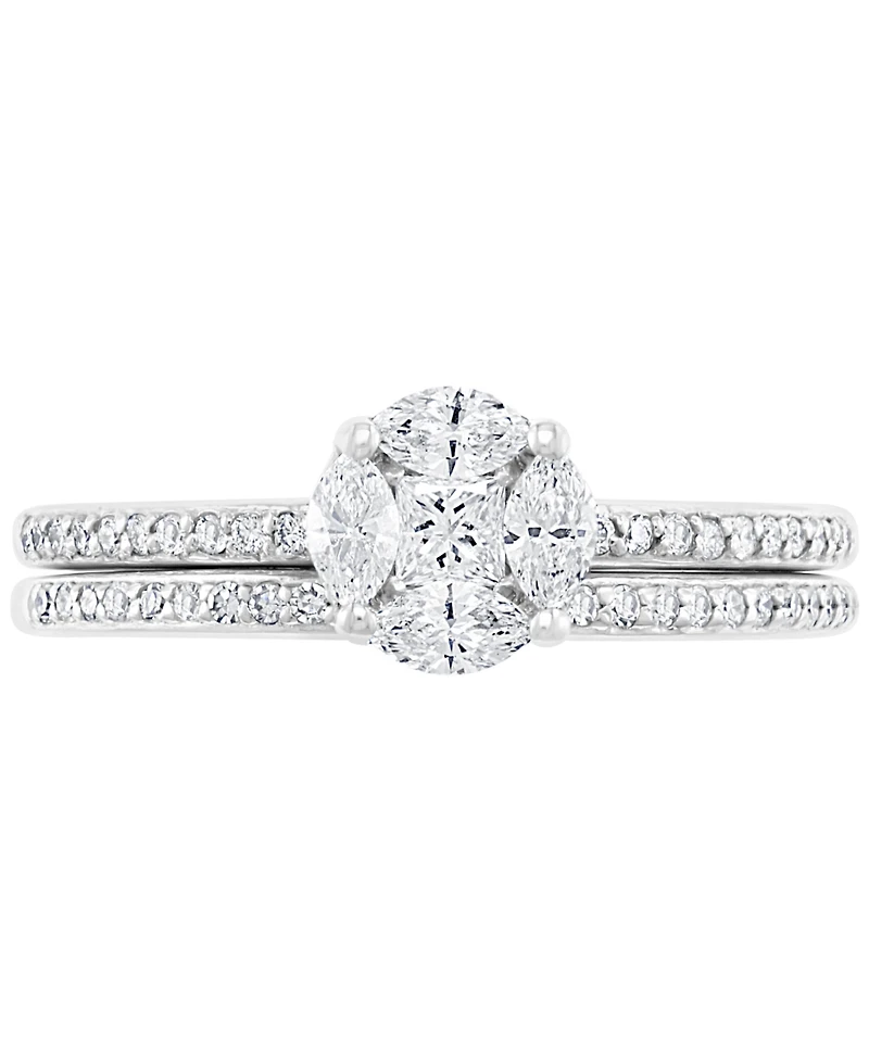 Effy Diamond Cluster Bridal Set (1/2 ct. t.w.) 14k White Gold