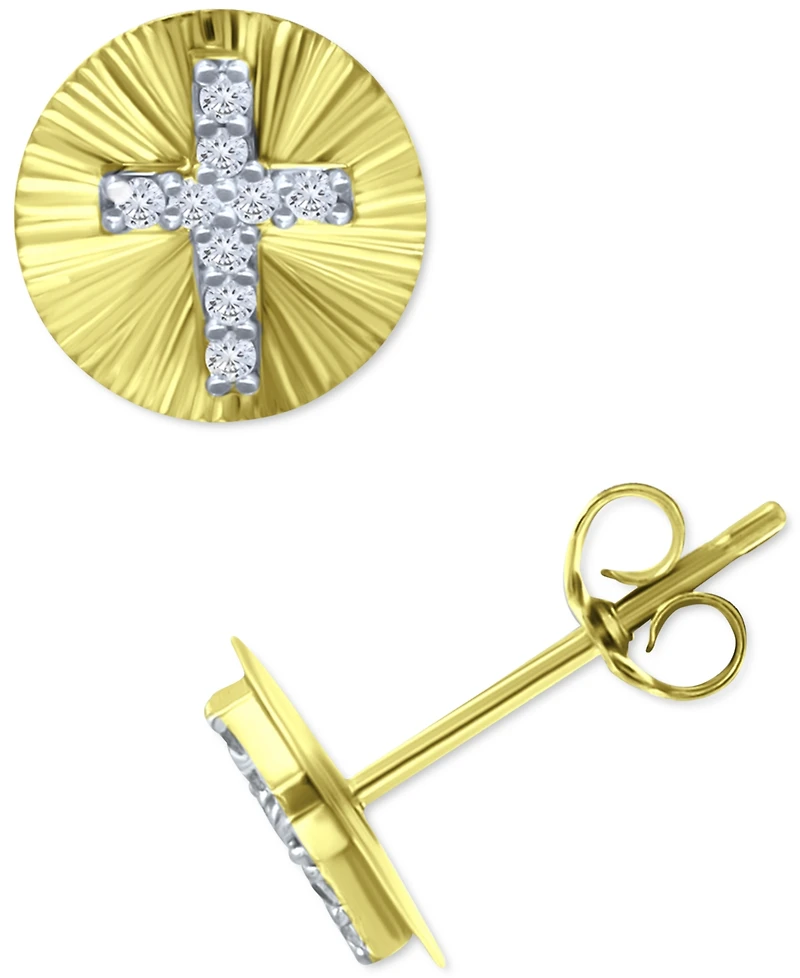 Giani Bernini Cubic Zirconia Cross Disc Stud Earrings, Created for Macy's