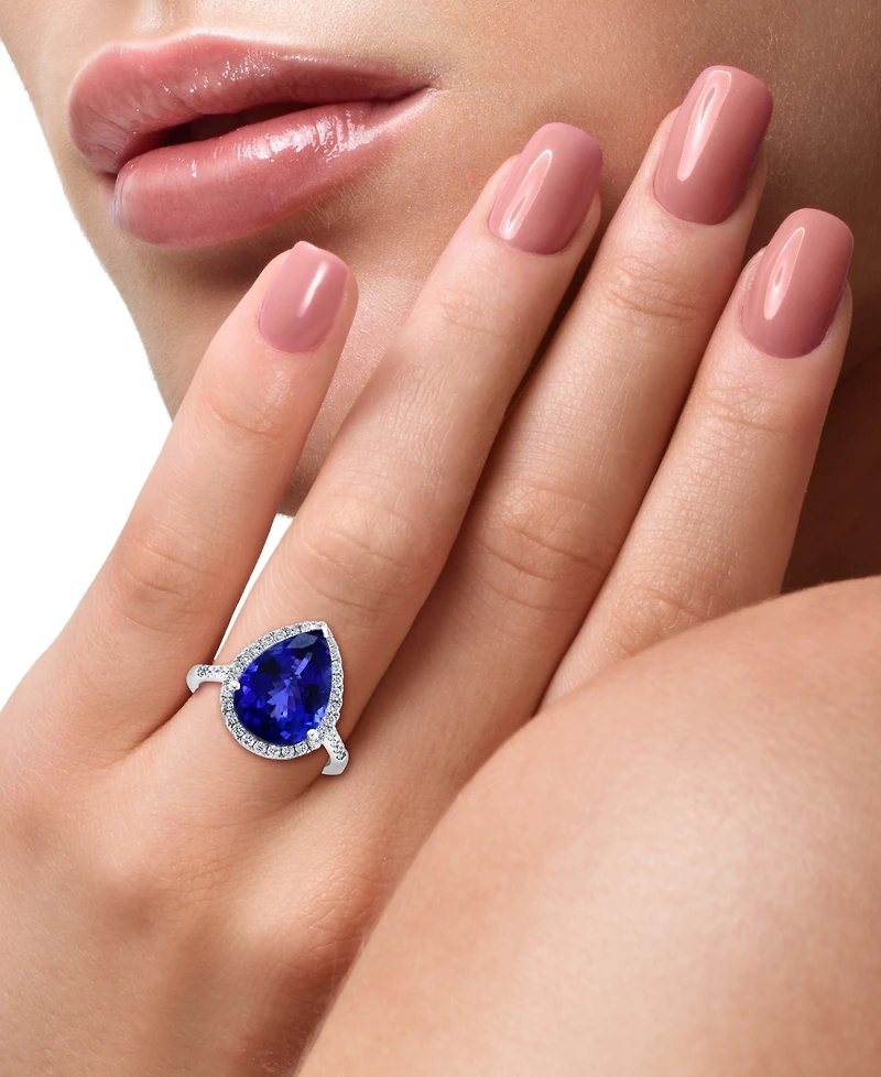 Effy Tanzanite (6 ct. t.w.) & Diamond (3/8 Halo Ring 14k White Gold
