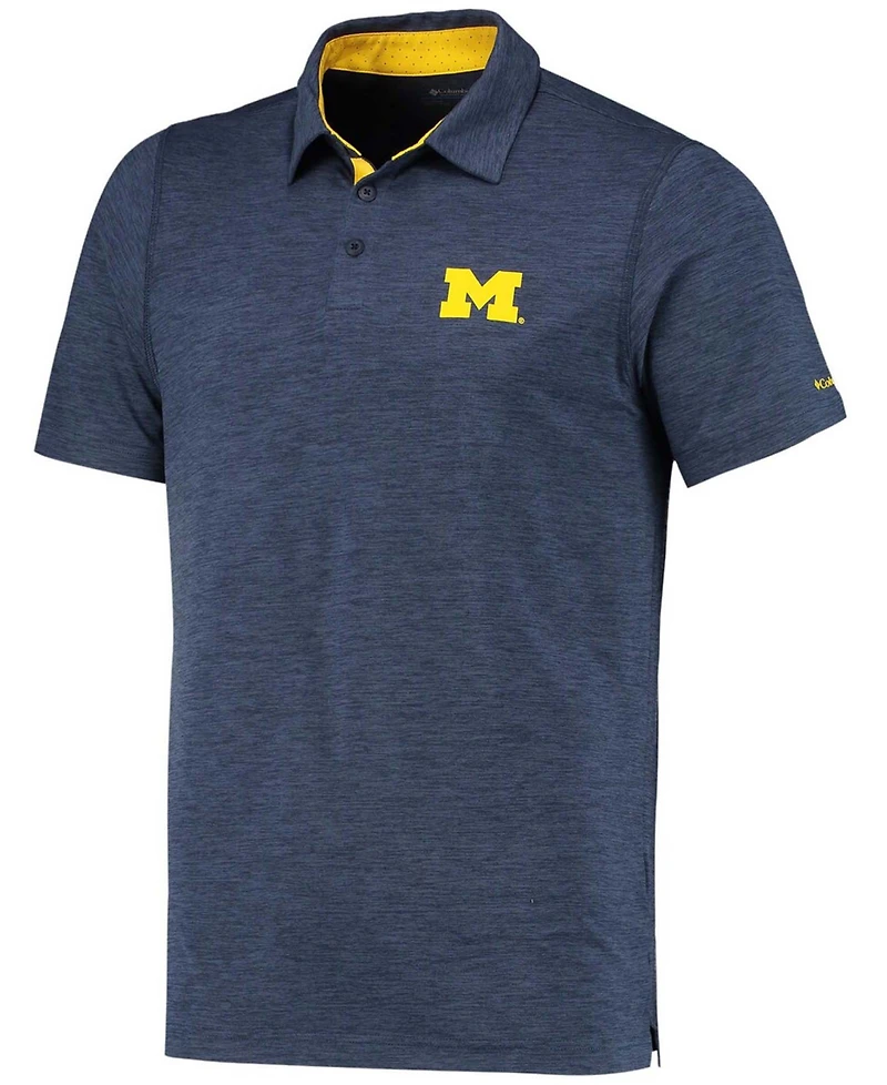 Men's Navy Michigan Wolverines Tech Trail Space Dye Omni-Shade Polo