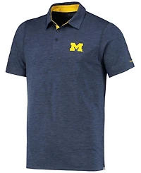 Men's Navy Michigan Wolverines Tech Trail Space Dye Omni-Shade Polo