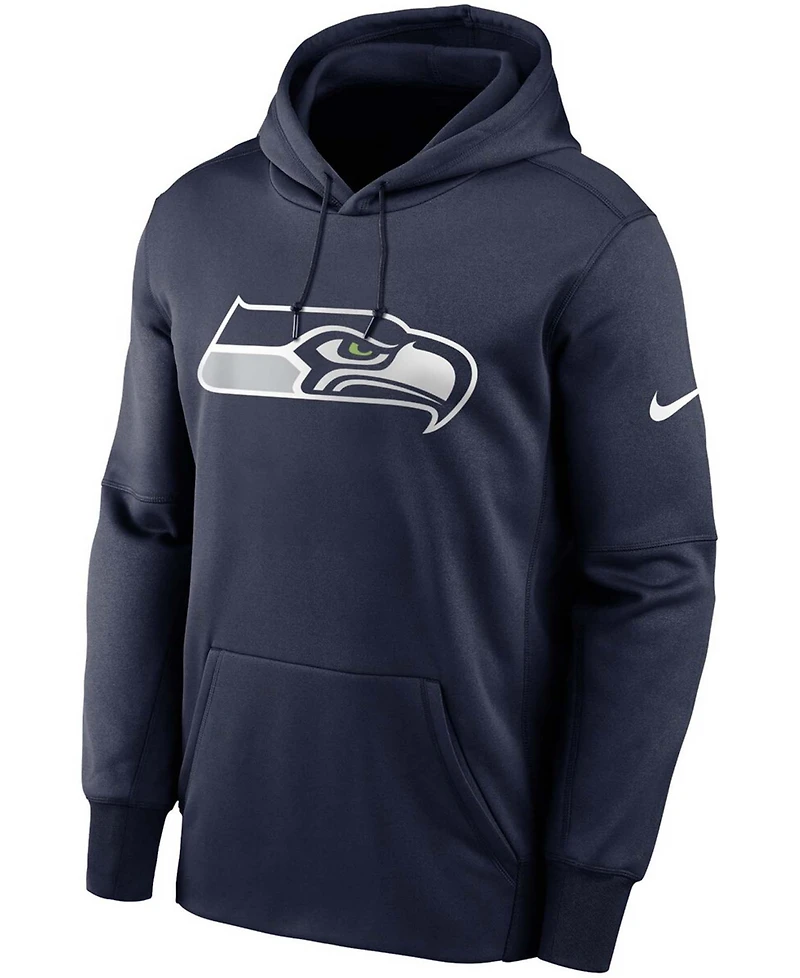 Men's Big and Tall College Navy Seattle Seahawks Fan Gear Primary Logo Therma Performance Pullover Hoodie