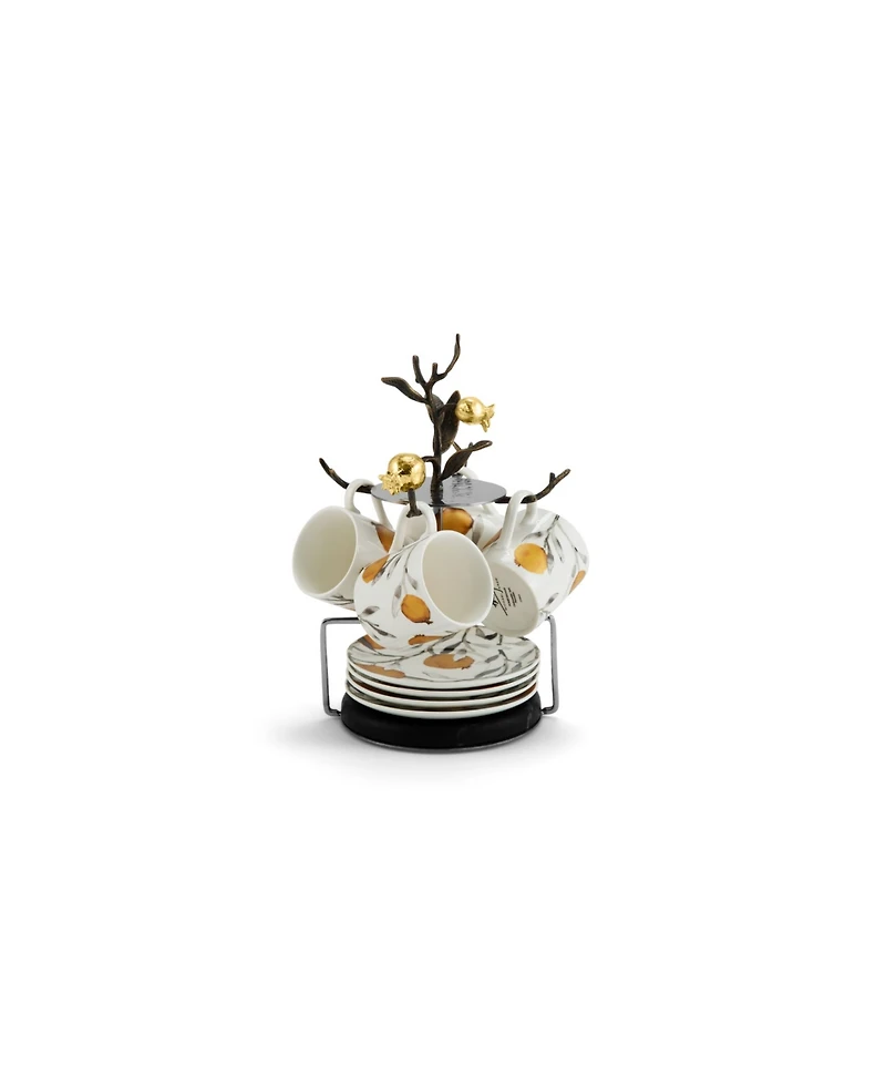 Pomegranate 9 Piece Demitasse Cups and Stand Set