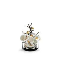Pomegranate 9 Piece Demitasse Cups and Stand Set
